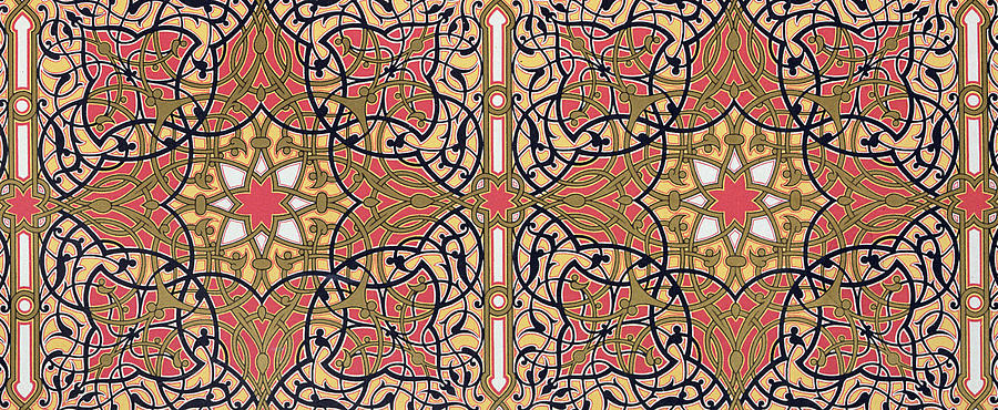 Pattern Drawing - Detail of Ceiling arabesques from the Mosque of El-Bordeyny by Emile Prisse dAvennes