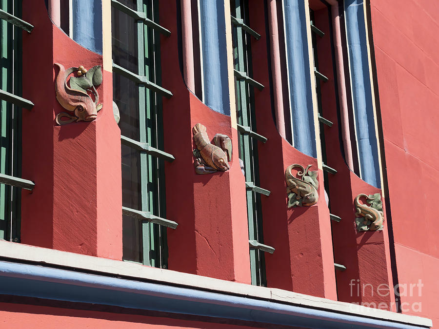 Detail of decorated facade of Basel Town Hall Switzerland Photograph by Louise Heusinkveld