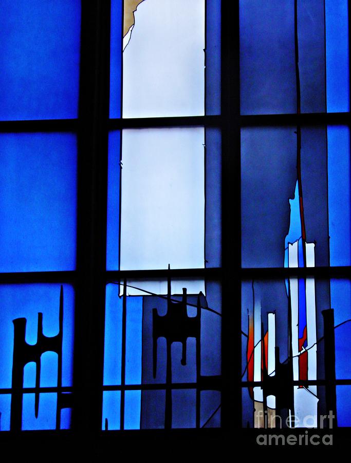 Architecture Photograph - Detail of Modern Johannes Schreiter Window Mainz 2 by Sarah Loft