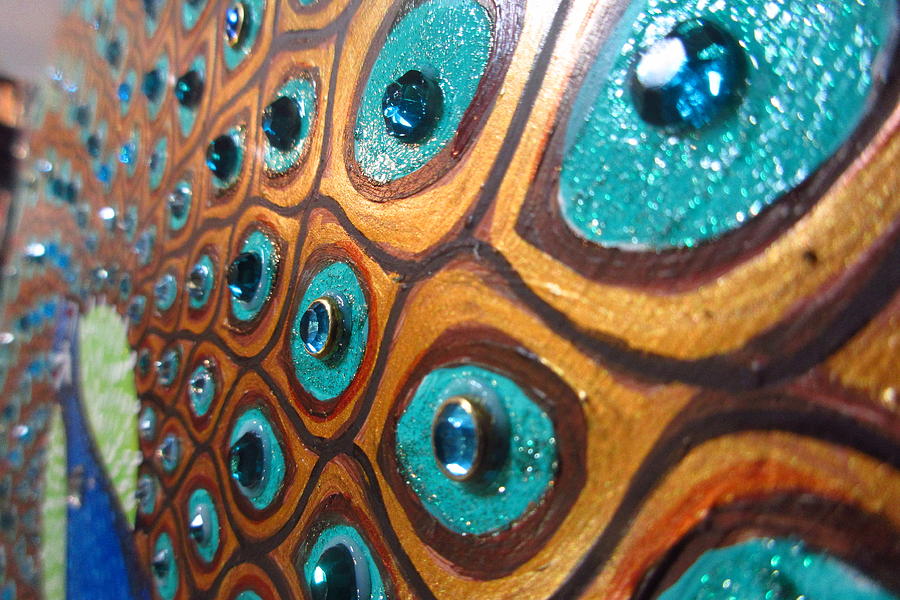 Detail Of Peacock Painting by Patricia Arroyo