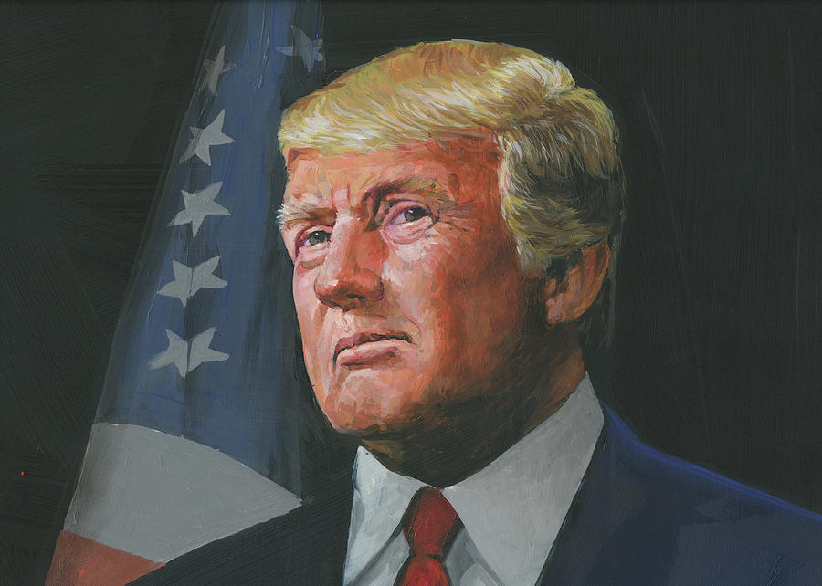 Detail of President Trump Painting by Harold Shull