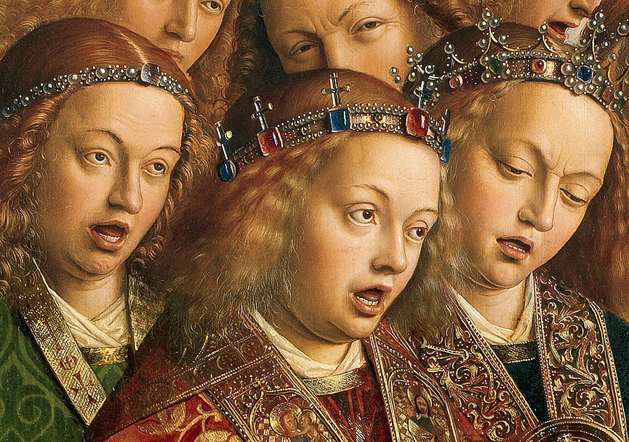 Detail Of Singing Angels Painting By Van Eyck