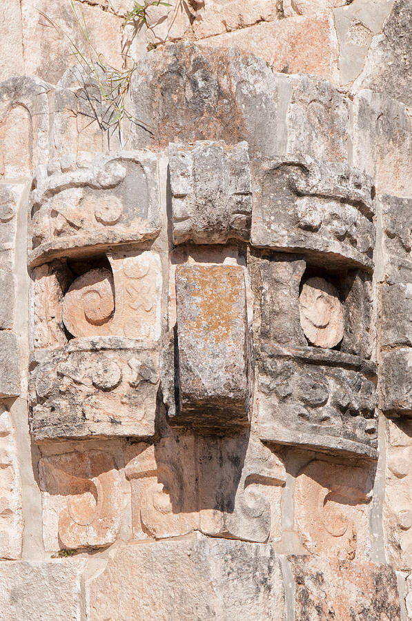 Detail of the magicians House in Uxmal Digital Art by Carol Ailles