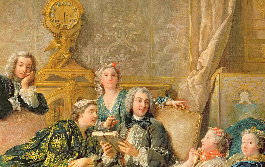Detail of The Reading from Moliere Painting by Jean Francois de Troy
