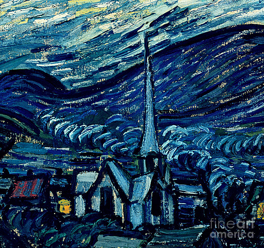 Detail of The Starry Night Painting by Vincent Van Gogh