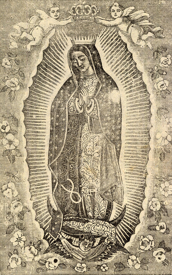 Black And White Photograph - Detail Of The Virgin Of Guadalupe by Everett
