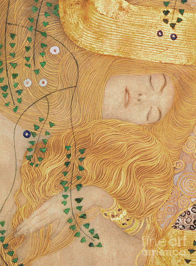 Detail of Water Serpents I Painting by Gustav Klimt