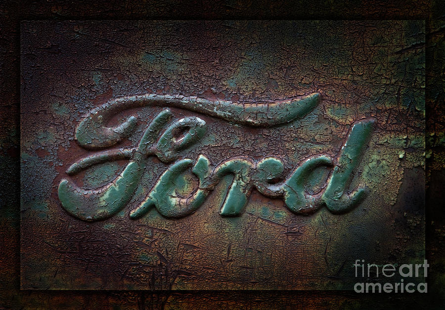 Detail Old Rusty Ford Pickup Truck Emblem