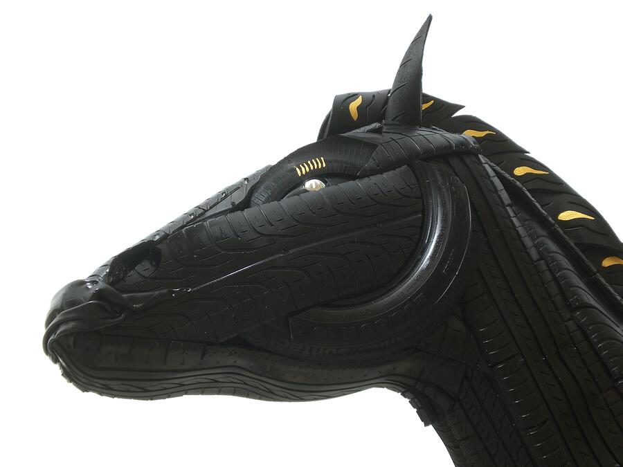 Horse Sculpture - Detail - Tire Horse by Mo Siakkou-Flodin Horse Sculpture - Detail - Tire Horse by Mo Siakkou-Flodin