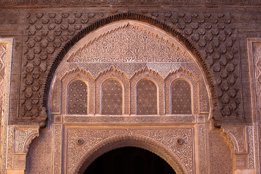 Details from Patio Wall in Ben Youssef Madrasa Photograph by Aivar Mikko