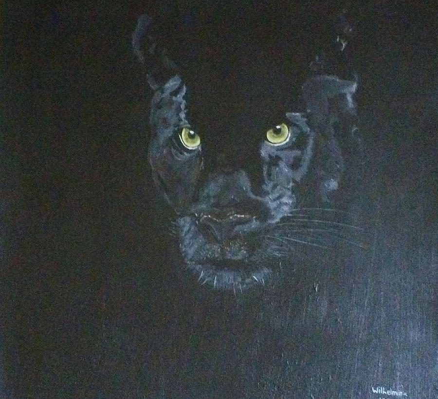 Jaguar Painting - Determined by Wilhelmina McKittrick