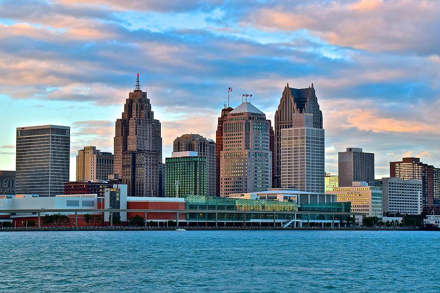 Detroit at Sunset Photograph by Frozen in Time Fine Art Photography