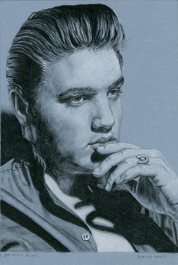 Elvis Drawing - Detroit Blues by Rob De Vries Elvis Drawing - Detroit Blues by Rob De Vries