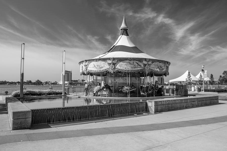 Detroit carousel Black and White  Photograph by John McGraw