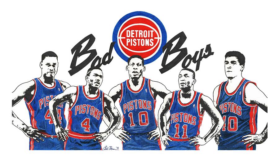 Isiah Thomas Drawing - Detroit Bad Boys Pistons by Chris Brown