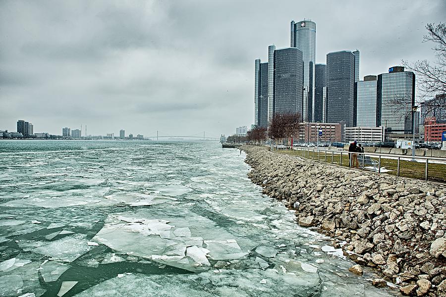 Detroit City Downtown And Surroundings In Winter Photograph by Alex Grichenko