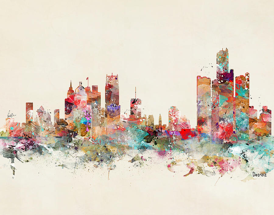 Detroit City Skyline Painting by Bri Buckley
