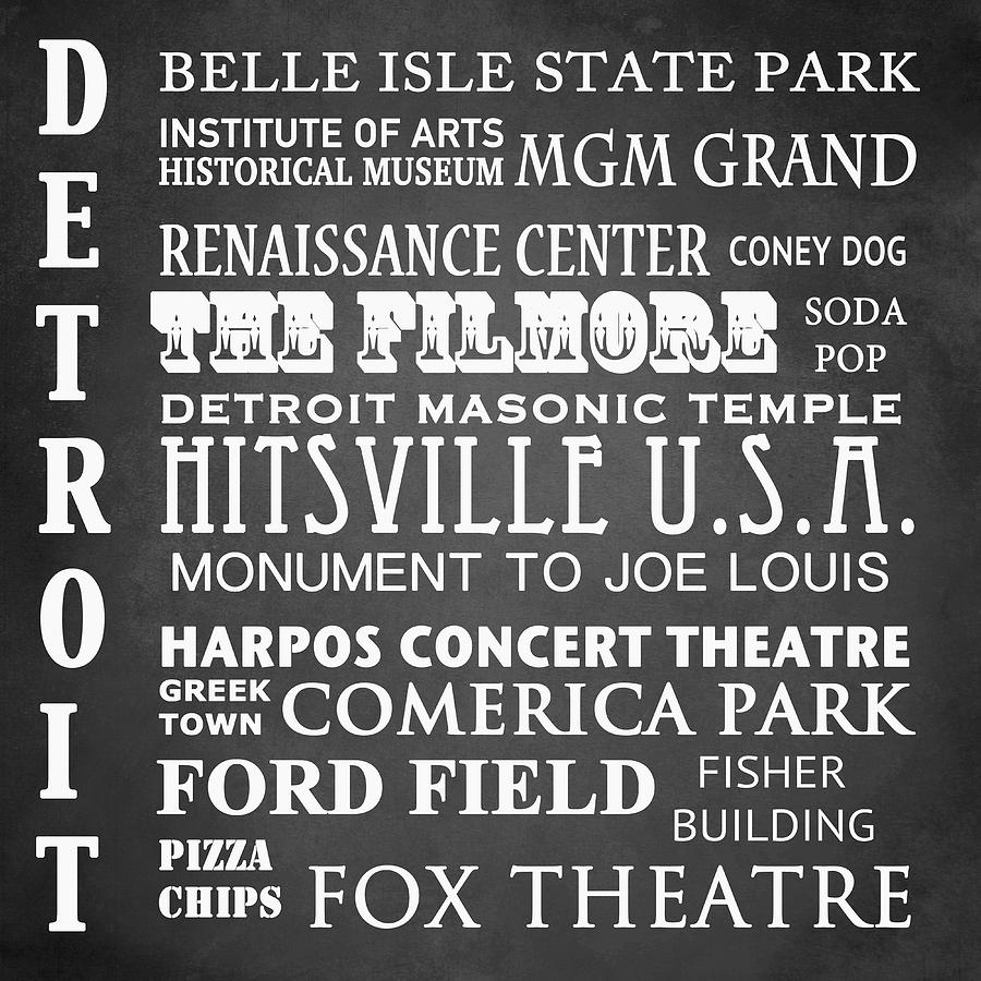 Detroit Famous Landmarks Digital Art by Patricia Lintner