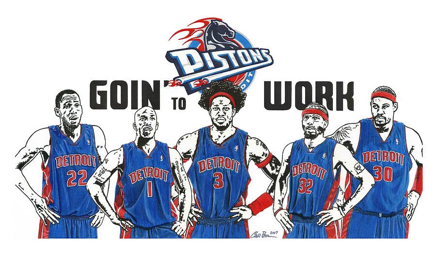 Chauncey Billups Drawing - Detroit Goin to Work Pistons by Chris Brown