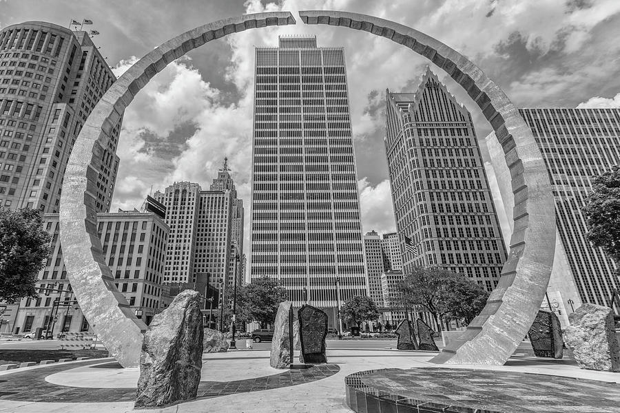 Detroit Hart Plaza and Cityscape  Photograph by John McGraw
