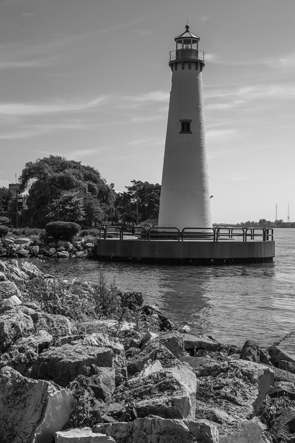 Detroit Lighthouse in Black and White  Photograph by John McGraw