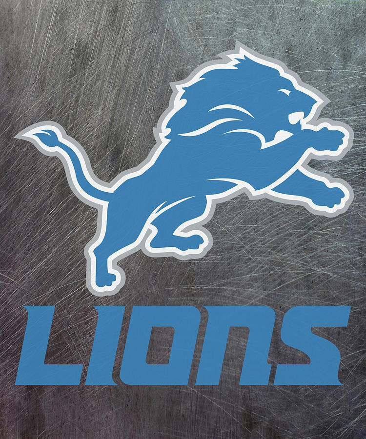 Detroit Lions on an abraded steel texture Mixed Media by Movie Poster Prints