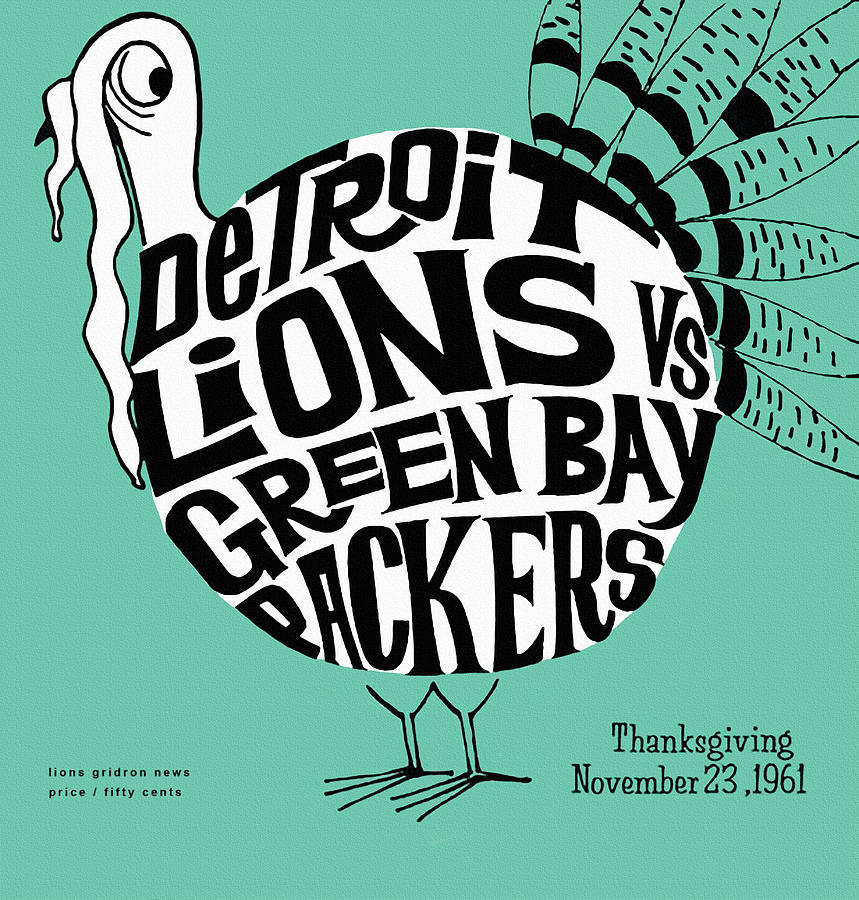 Detroit Lions v Green Bay 1961 Thanksgiving Program Painting by Big 88  Artworks - Fine Art America