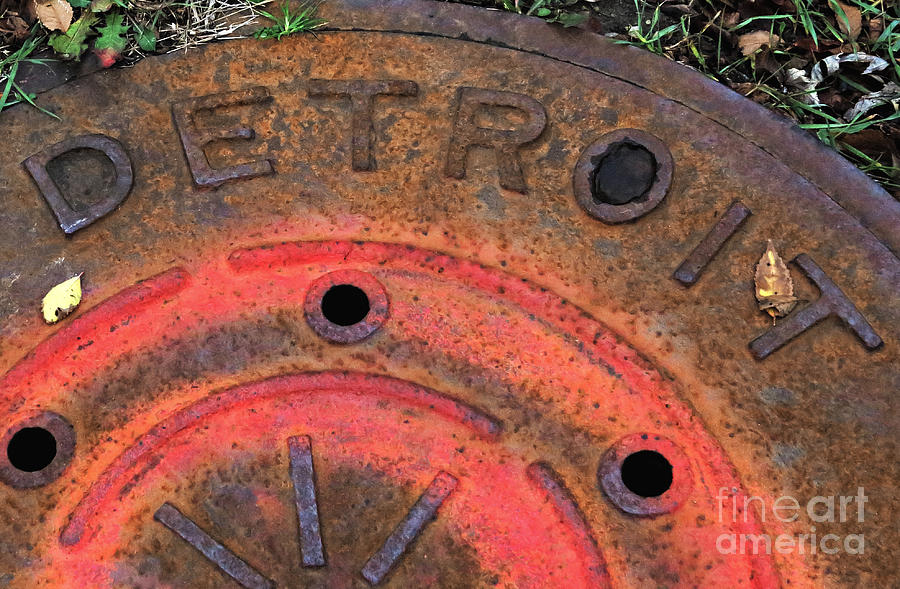 Detroit manhole cover spray painter red Photograph by Sandra Church