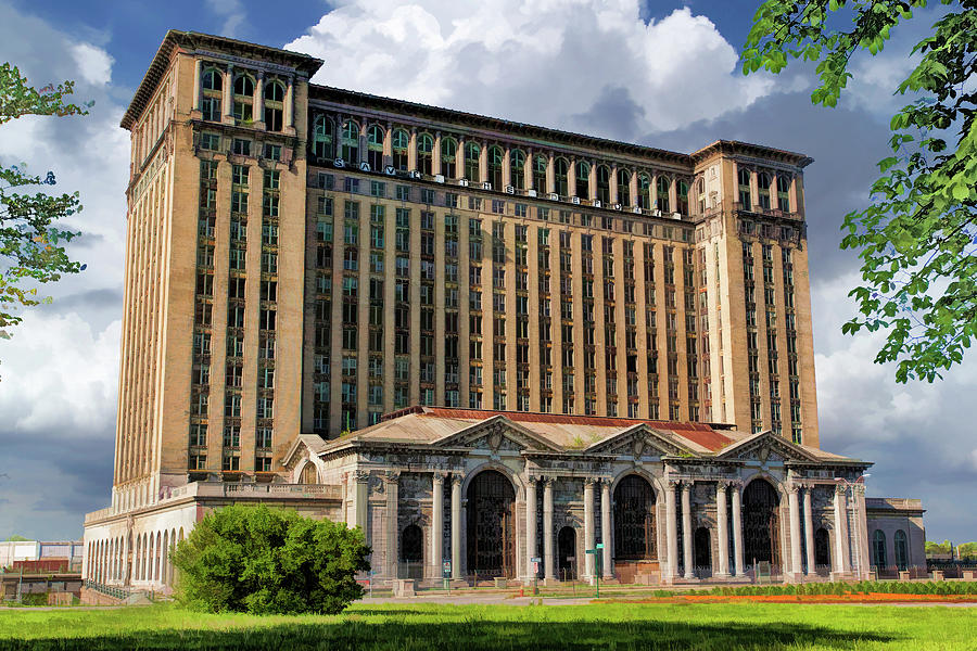 Detroit Michigan Central Station Painting by Christopher Arndt