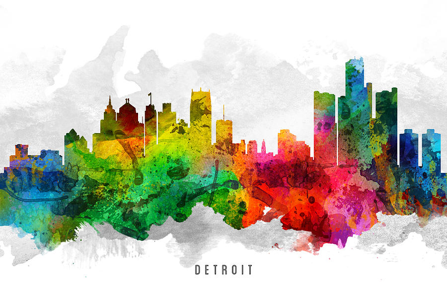 Detroit Painting - Detroit Michigan Cityscape 12 by Aged Pixel