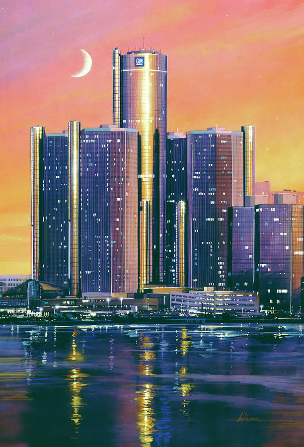 Detroit Ren Cen Painting by Kim Fujiwara - Fine Art America