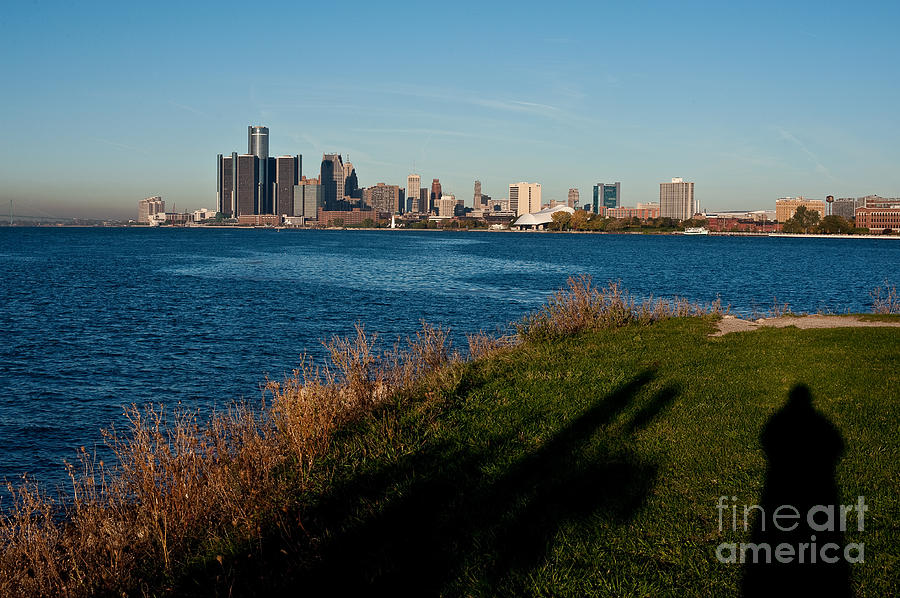Detroit Skyline and Shadow Photograph by Steven Dunn