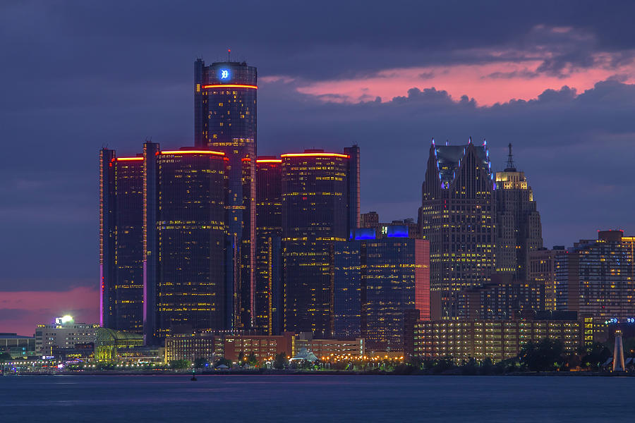Detroit skyline at dusk... Photograph by Jay Smith