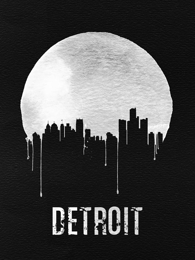 Detroit Digital Art - Detroit Skyline Black by Naxart Studio