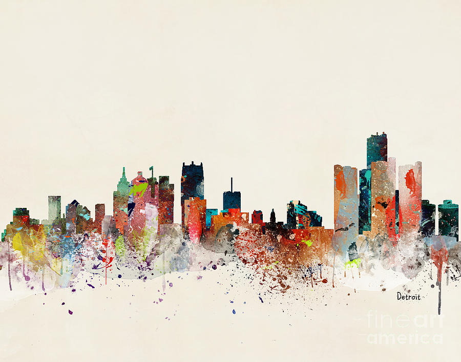 Skyline Painting - Detroit Skyline by Bri Buckley