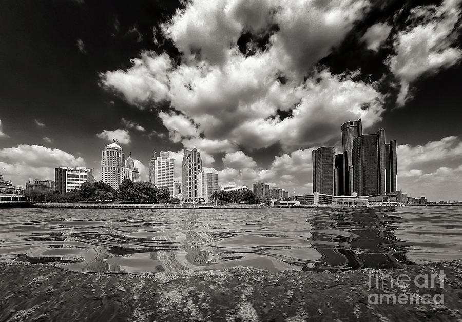Detroit Skyline from the river Photograph by Mark Graf