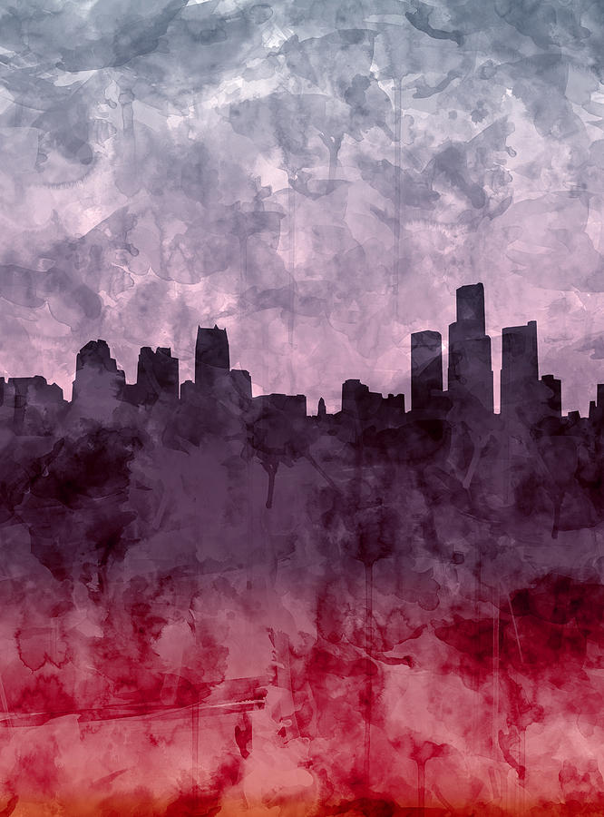 Detroit Skyline Grunge 2 Painting by Bekim M