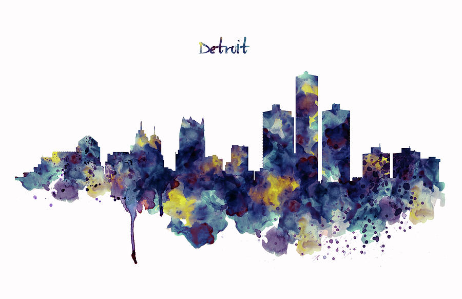 Detroit Skyline Silhouette Painting by Marian Voicu
