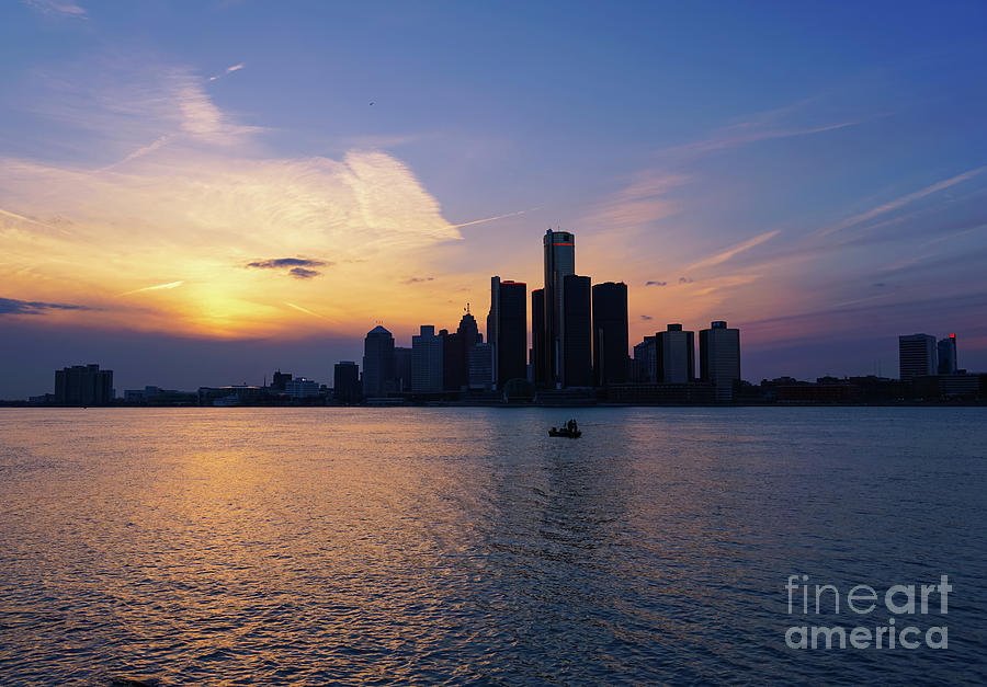 Detroit Skyline Sunset 1 Photograph