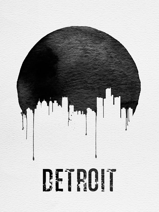 Detroit Painting - Detroit Skyline White by Naxart Studio