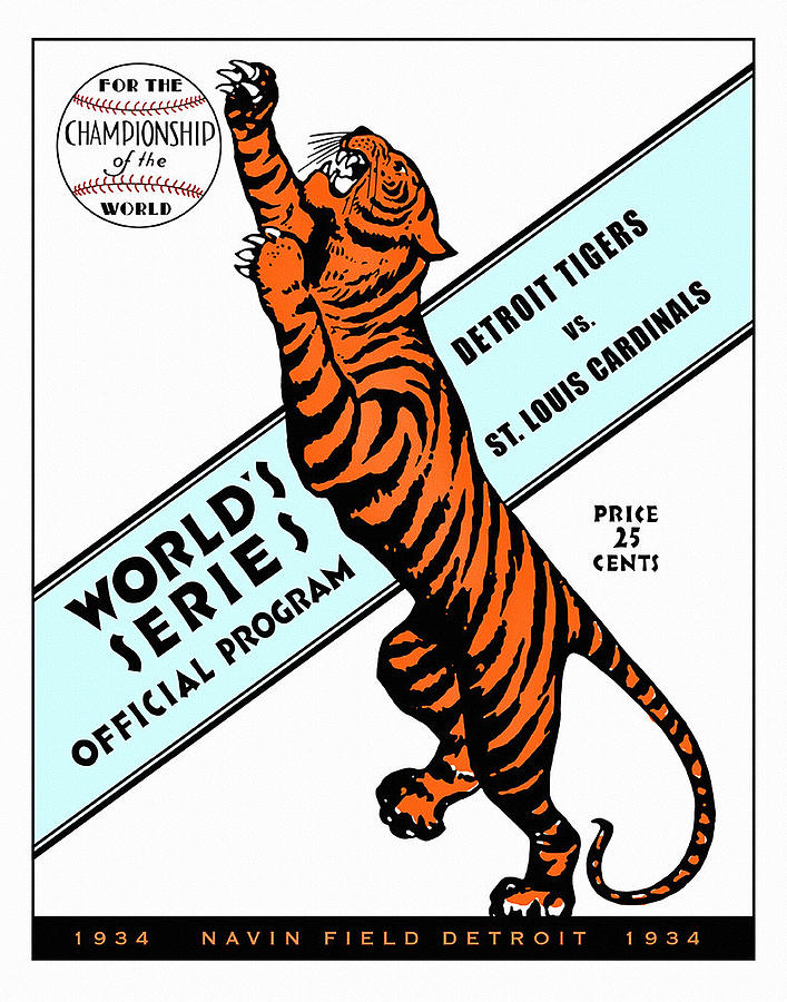 Detroit Tigers Painting - Detroit Tigers 1934 World Series Program by Big 88 Artworks