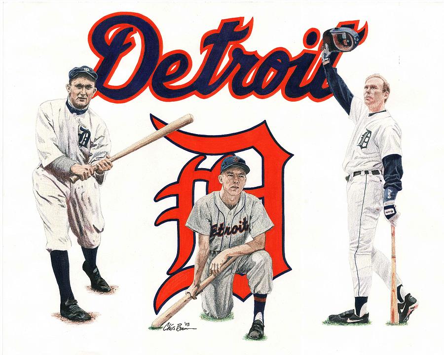 Ty Cobb Drawing - Detroit Tigers Legends by Chris Brown
