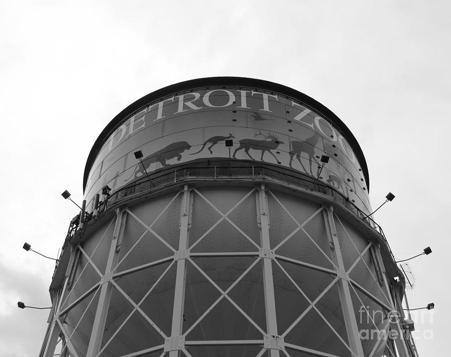 Detroit Photograph - Detroit Zoo Water Tower bw by Art Kurgin