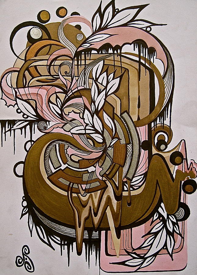 Abstract Drawing - Deus Ex Machina by Jen Santa