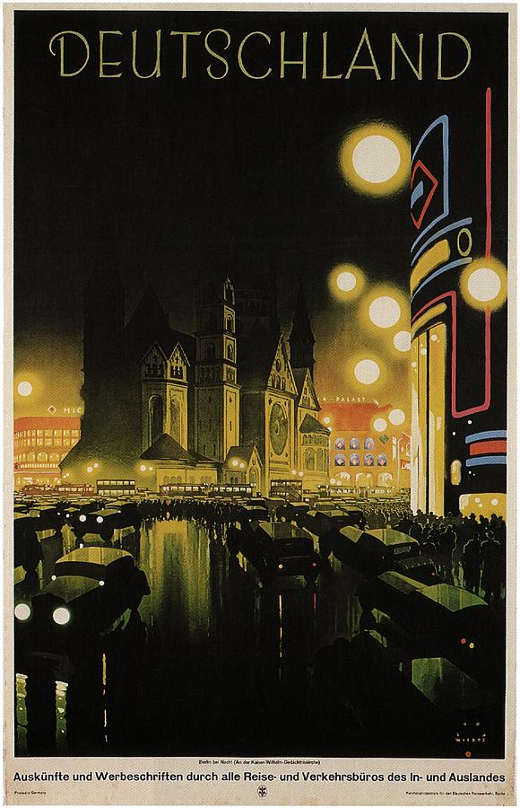 Deutschland Vintage Travel Poster - Black and Yellow Painting by Studio Grafiikka