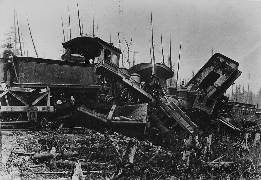 Destruction Left in Wake of Train Wreck Photograph by Chicago and North Western Historical Society