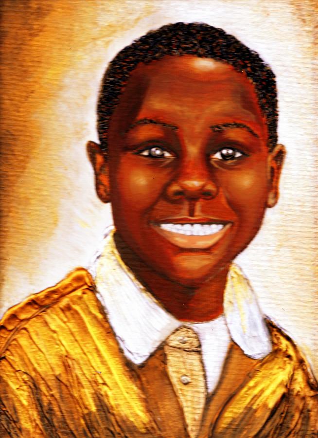 Portrait Painting - Deven Golden Smile by Keenya  Woods
