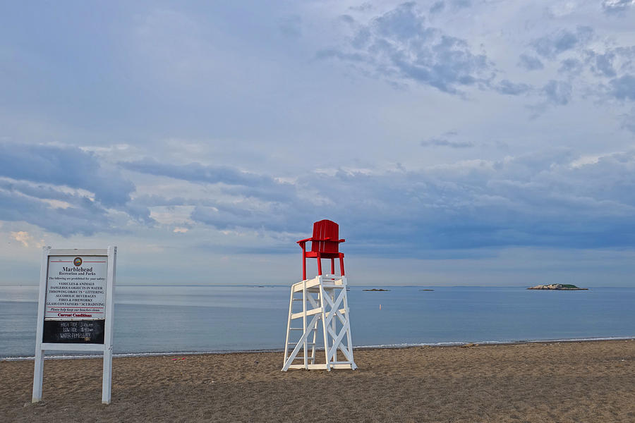 Devereux Beach lifeguard Chair Info Board Marblehead MA Photograph by Toby McGuire