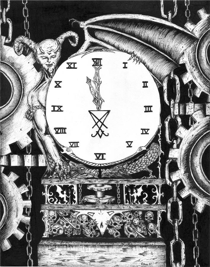 Clock Drawing - Devil In The Clock by Bob Veon