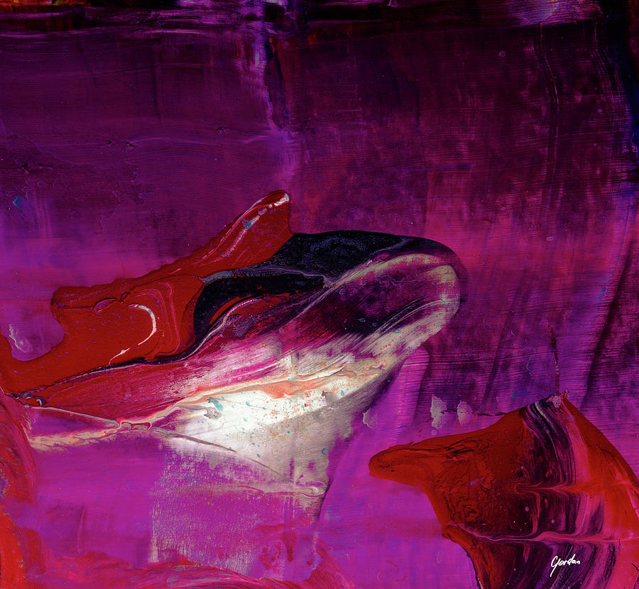 Devilfish Art - Purple Vibrant Underwater Abstract Painting Painting by Modern Abstract